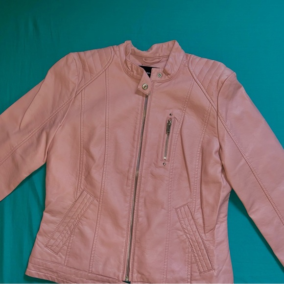 Vero Moda pink faux leather jacket size Small - Picture 3 of 4